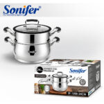2-Tier Stainless Steel Steamer Set 24cm - Image 2