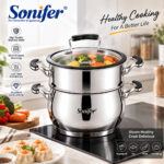 2-Tier Stainless Steel Steamer Set 24cm - Image 3