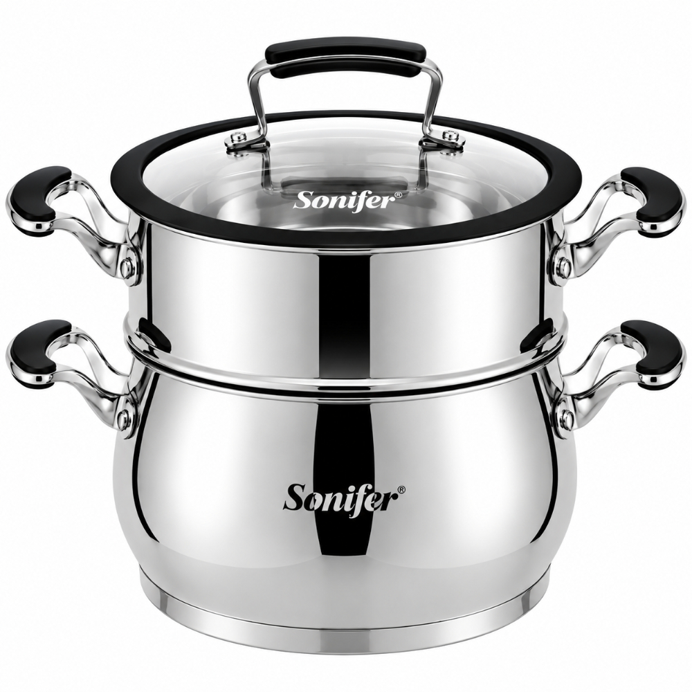 SF-1200-28-1 Sonifer SF-1200-28 Bain-Marie Pot Set - 28 cm, 9.8L, 3 pcs - Image 1