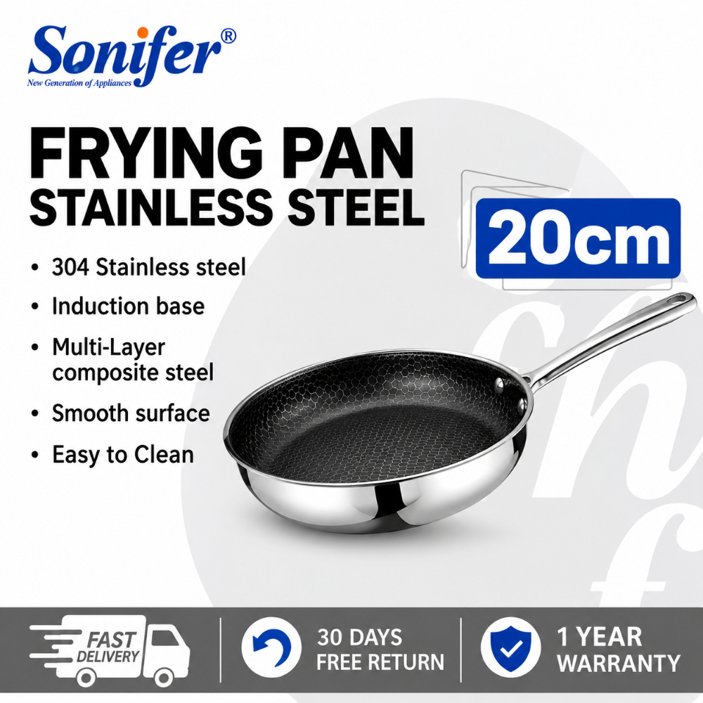 SF-1205A-20-1 Sonifer Frying Pan Three Layer Stainless Steel Non-Stick Honeycomb Coating - 20cm - Image 1
