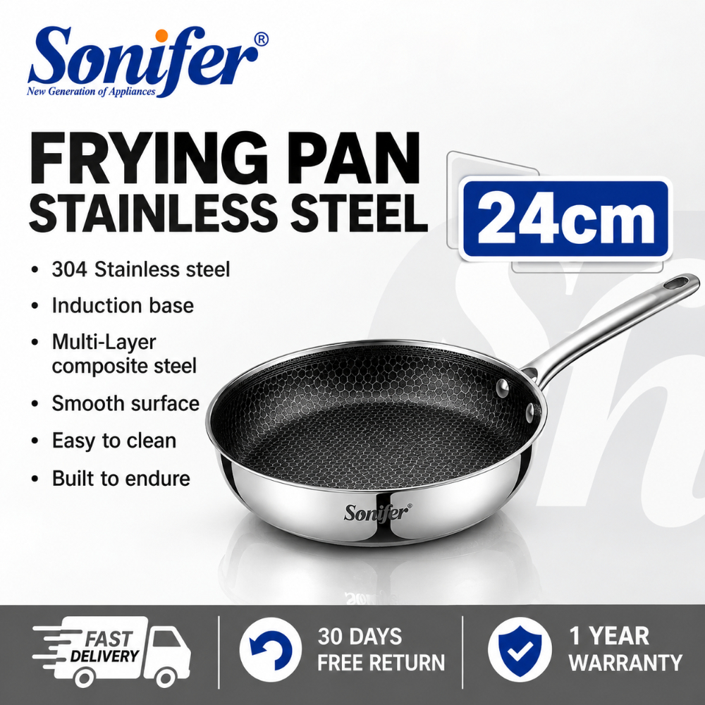 SF-1205A-24-1 Sonifer Frying Pan Three Layer Stainless Steel Non-Stick Honeycomb Coating - 24cm - Image 1