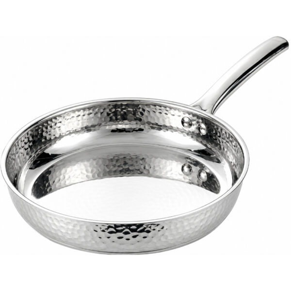 Hammered Stainless Steel Frying Pan - 24cm