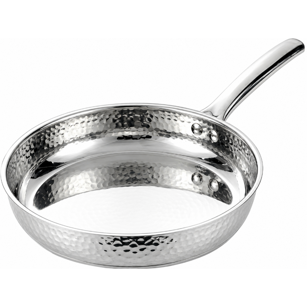 SF-1209-24-1 Hammered Stainless Steel Frying Pan - 24cm - Image 1