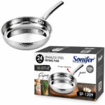 Hammered Stainless Steel Frying Pan - 24cm - Image 4