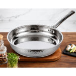 Hammered Stainless Steel Frying Pan - 24cm - Image 5