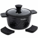 Cast Aluminum Casserole Granite With Glass Lid 22cm