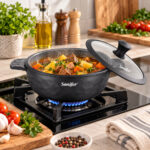 Cast Aluminum Shallow Casserole Granite With Glass Lid 28cm - Image 3