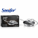 Sonifer Stainless Steel Frying Pan with Lid - 20 cm, 1.1L - Image 2