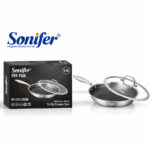 Sonifer Stainless Steel Frying Pan with Lid - 22 cm, 1.4L - Image 2