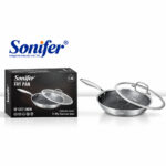 Sonifer Stainless Steel Frying Pan with Lid - 24 cm, 1.8L - Image 2