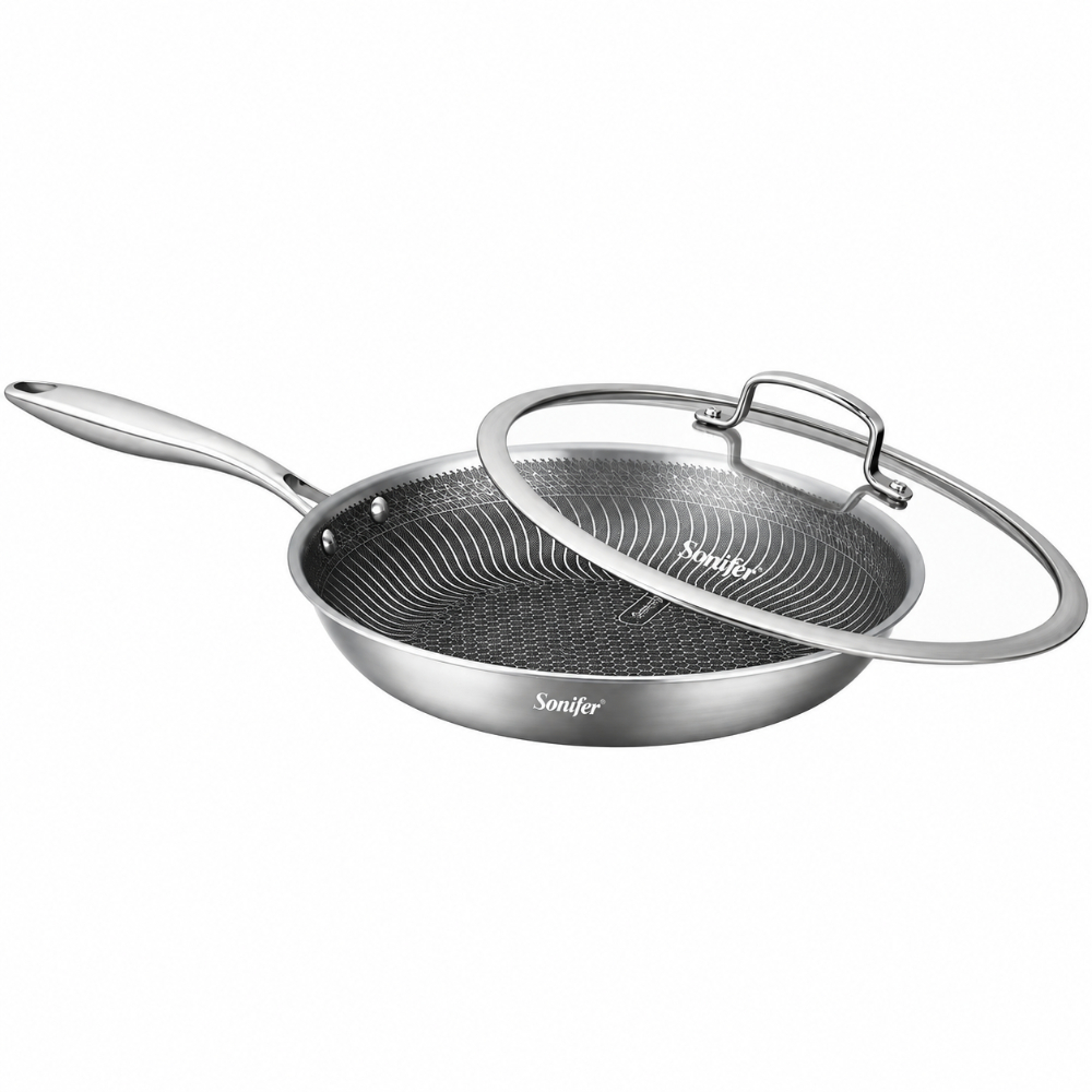 SF-1217-26-1 Sonifer Stainless Steel Frying Pan with Lid - 26 cm, 2.3L - Image 1