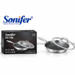 Sonifer Stainless Steel Frying Pan with Lid - 26 cm, 2.3L - Image 2