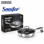 Sonifer Stainless Steel Frying Pan with Lid - 28 cm, 2.7L - Image 2