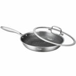 Stainless Steel Honeycomb Frying Pan With Glass Lid - 30cm