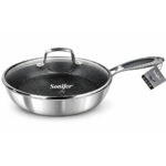 Stainless Steel Honeycomb Frying Pan With Glass Lid - 30cm - Image 3