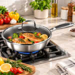 Stainless Steel Honeycomb Frying Pan With Glass Lid - 30cm - Image 4