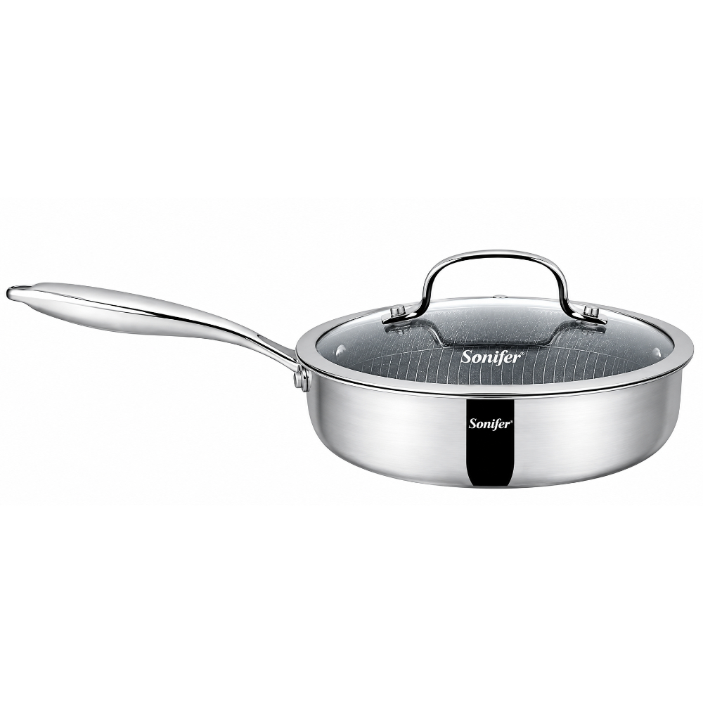 SF-1219-26-1 Sonifer Deep Stainless Steel Frying Pan with Lid - 26 cm, 3.9L - Image 1
