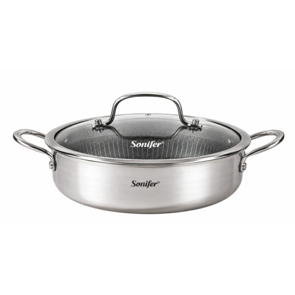 Sonifer Stainless Steel Low Pot with Honeycomb Coating - 28 cm, 4.5 L