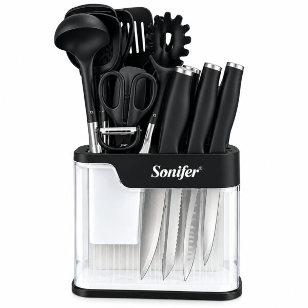 Sonifer 17-Piece Knife Block & Kitchen Utensil Set