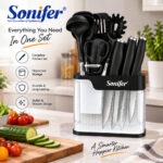 Sonifer 17-Piece Knife Block & Kitchen Utensil Set - Image 2