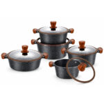10-Piece Granite Cookware Set With Glass Lid