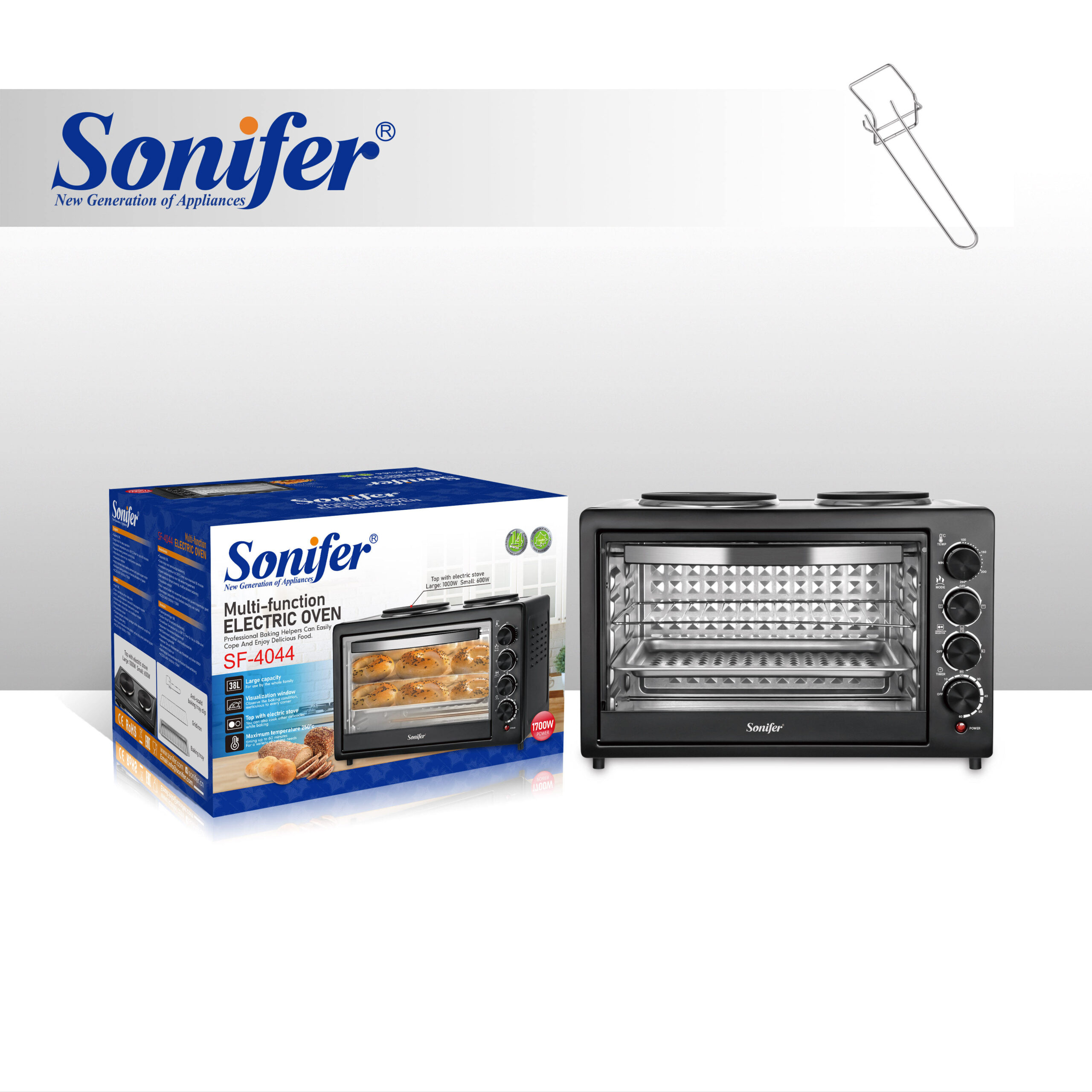 SF-4044-1.jpg Sonifer 38L Multifunction Electric Oven with Hot Plate - 1700W - Image 1