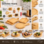 Mini Bamboo Serving Tray 6Pcs Set - Image 2