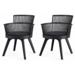 Modern Plastic Armchair with Comfortable Cushion Set Of 2 – Anthracite