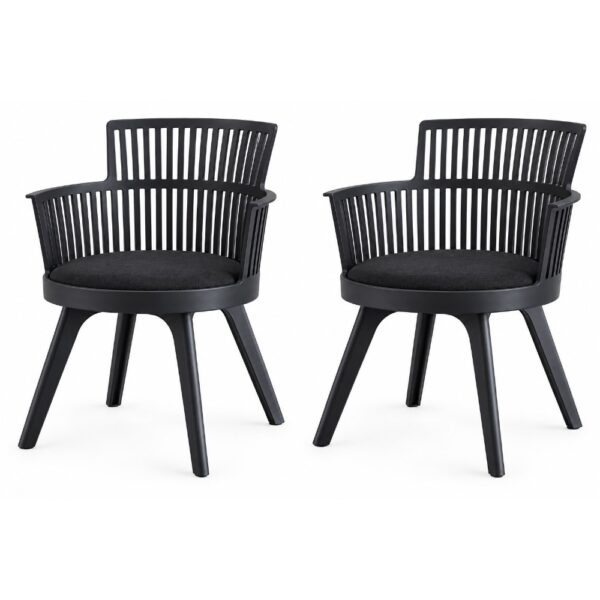 Modern Plastic Armchair with Comfortable Cushion Set Of 2 – Anthracite
