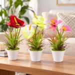 Artificial Anthurium Flower Plant with White Pot – 3 Inch - Image 2